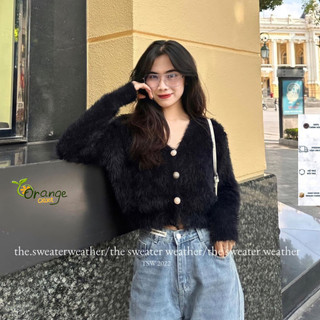 Áo Khoác Len Tay Dài Cổ V Lông Thỏ Mềm Mịn Dáng Ngắn Croptop Phối Khuy NC Siêu Xinh Phong Cách Hàn Quốc Orangecloset