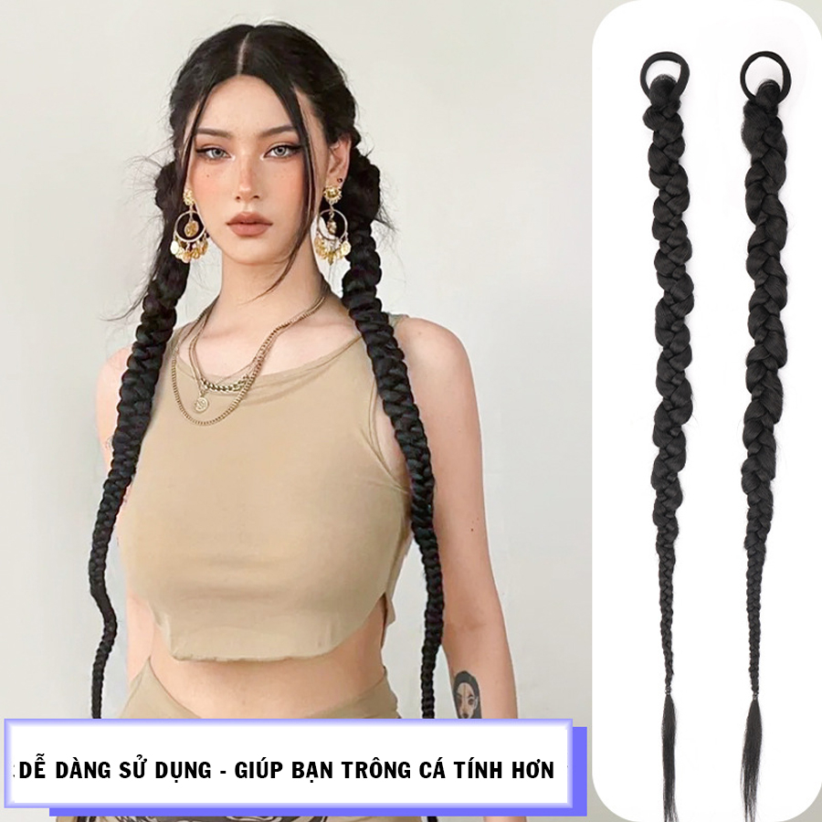 Tóc Giả Tết Dài Đuôi Ngựa, Buộc Tóc Giả Thắt Bím Dài 70cm