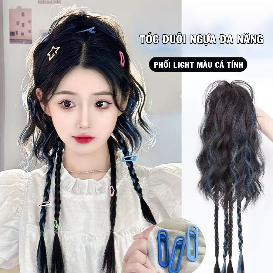 Tóc Giả Ngoặm Đuôi NgựaTết Light, Tóc Ngoặm Thắt Bím Cá Tính