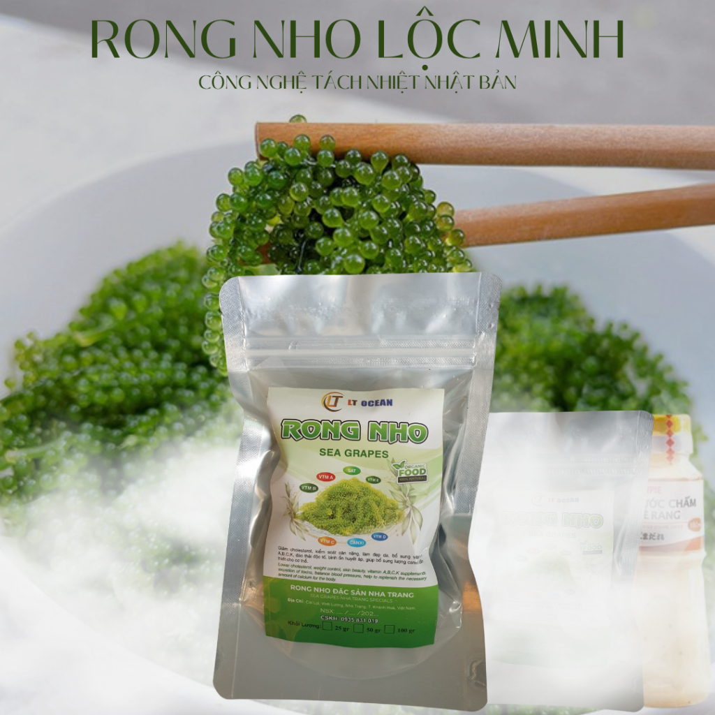 Rong nho tách nước , gói 100g nở ra 300g, mua 10 tặng 1, 19 tặng 2.