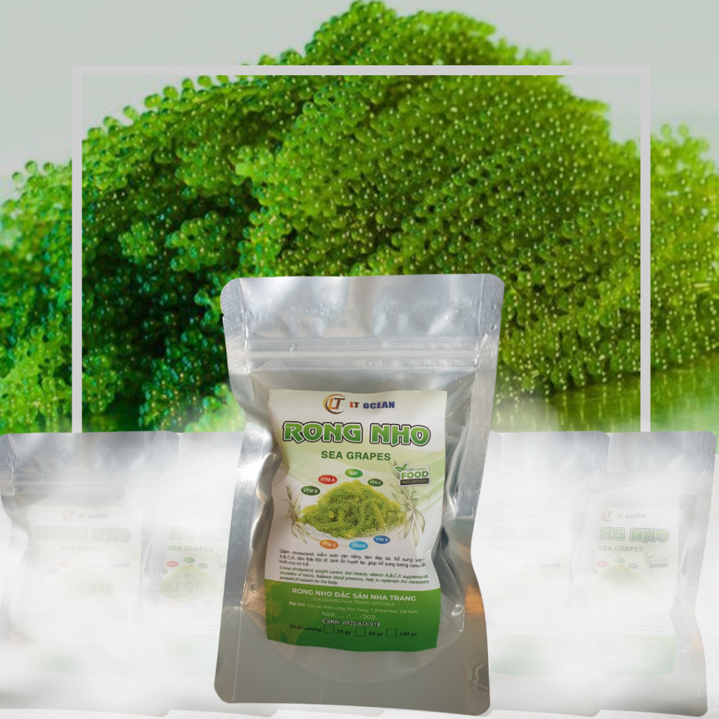 Rong nho tách nước , gói 100g nở ra 300g, mua 10 tặng 1, 19 tặng 2.