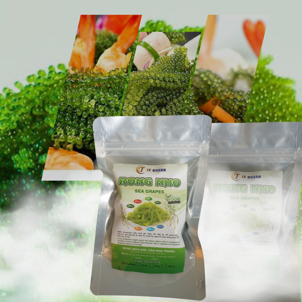 Rong nho tách nước , gói 100g nở ra 300g, mua 10 tặng 1, 19 tặng 2.