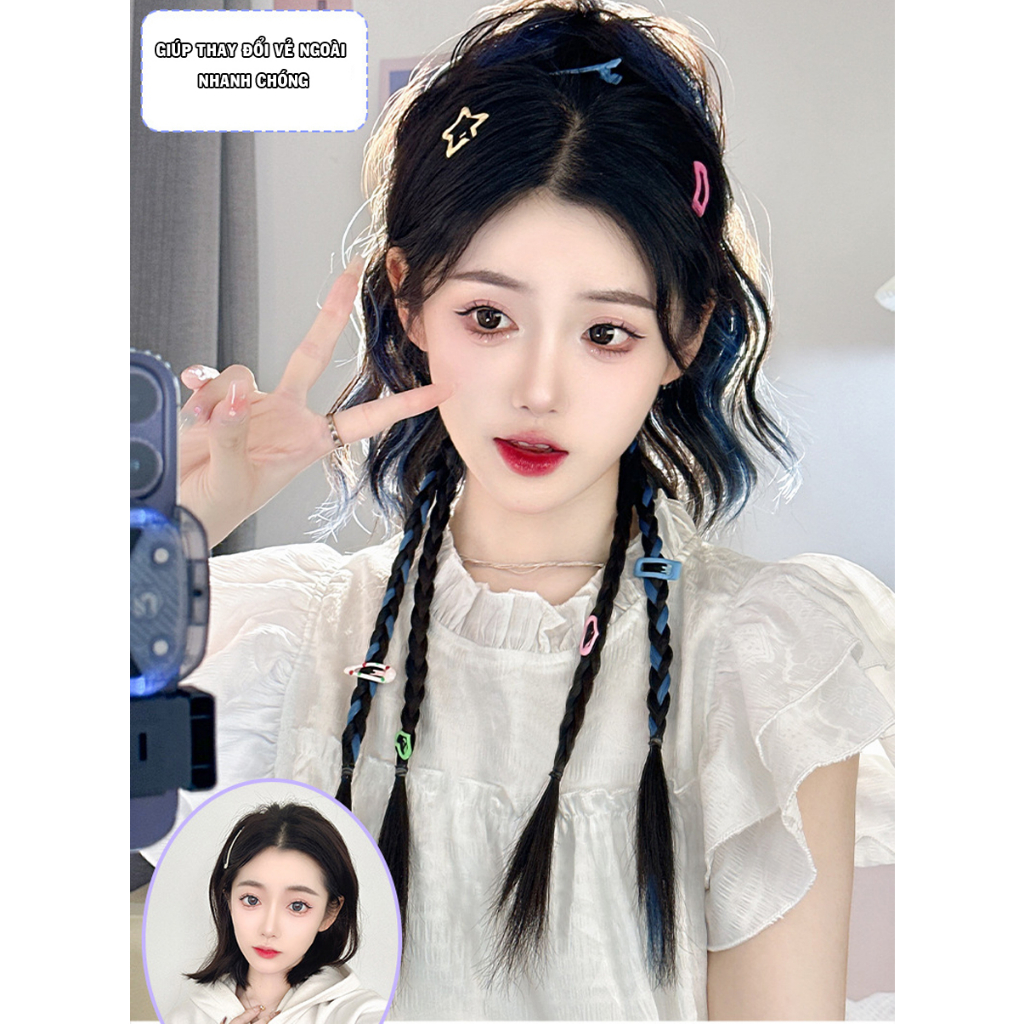 Tóc Giả Ngoặm Đuôi NgựaTết Light, Tóc Ngoặm Thắt Bím Cá Tính