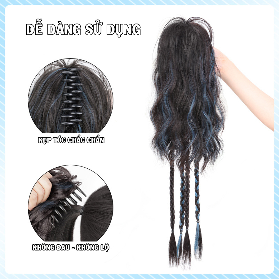 Tóc Giả Ngoặm Đuôi NgựaTết Light, Tóc Ngoặm Thắt Bím Cá Tính