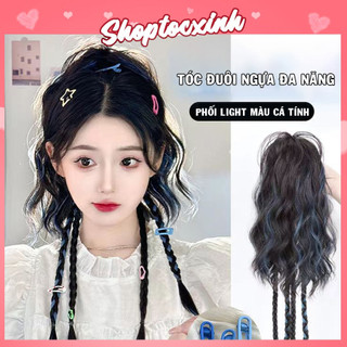 Tóc giả ngoặm đuôi ngựatết light, tóc ngoặm thắt bím cá tính