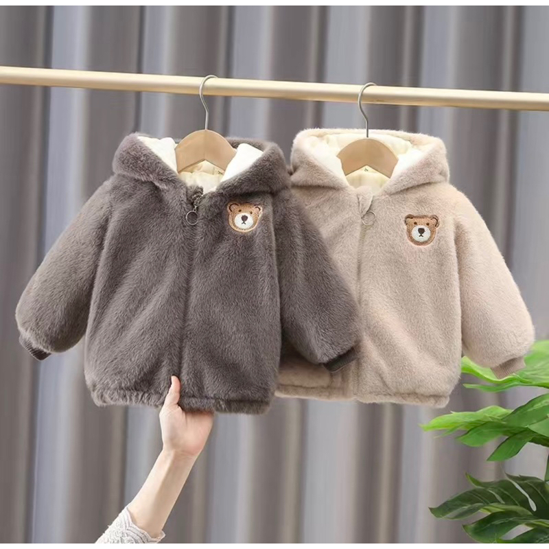 Áo Khoác Lông Gấu Ấm Xinh Cho Bé