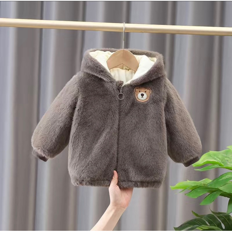 Áo Khoác Lông Gấu Ấm Xinh Cho Bé