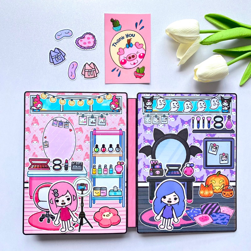 Ngôi nhà màu tím hồng của Kuromi và Melody - Búp bê giấy