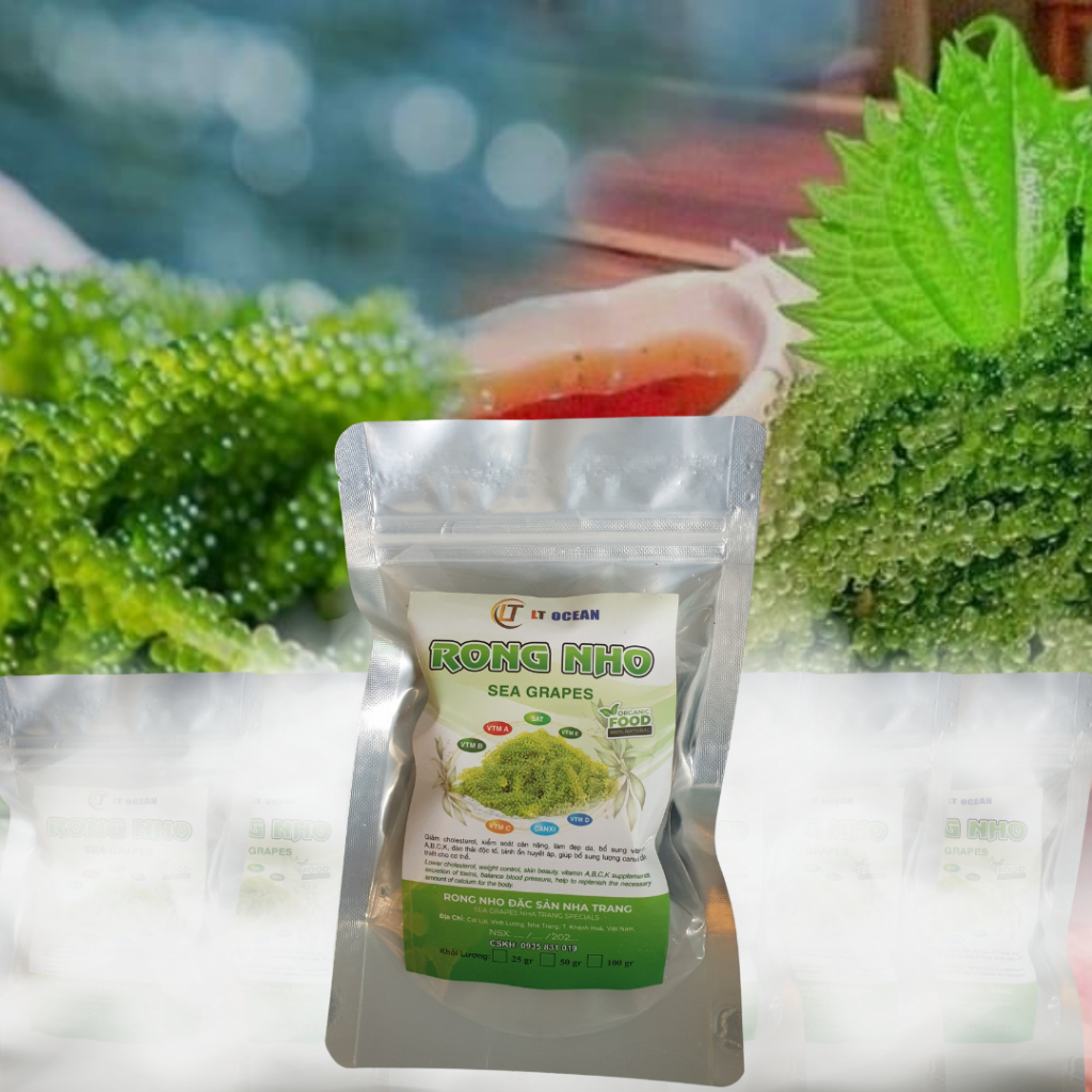 Rong nho tách nước , gói 100g nở ra 300g, mua 10 tặng 1, 19 tặng 2.