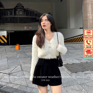 Áo Khoác Len Dệt Kim Dày Dặn Lông Thỏ Mềm Mịn Cổ V Tay Dài Dáng Ngắn Phối Khuy NC  Hàng Qccc Phù Hợp Với Mọi Lứa Tuổi