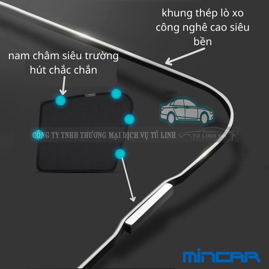 Rèm che nắng nam châm cho xe Accent, Kona, Tucson, Santafe, Stargazer, i10, Creta, Getz, Veloster, Elantra hãng MINCAR