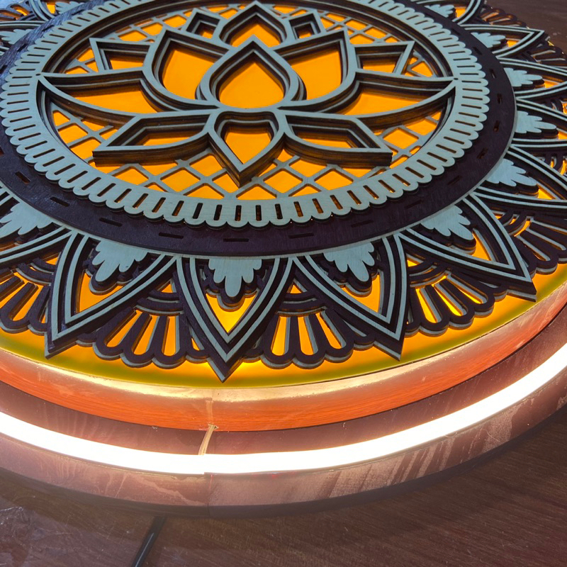 Đèn Ốp Trần 3D Trang Trí Phòng Thờ - Đèn Hoa Sen Gắn Trần