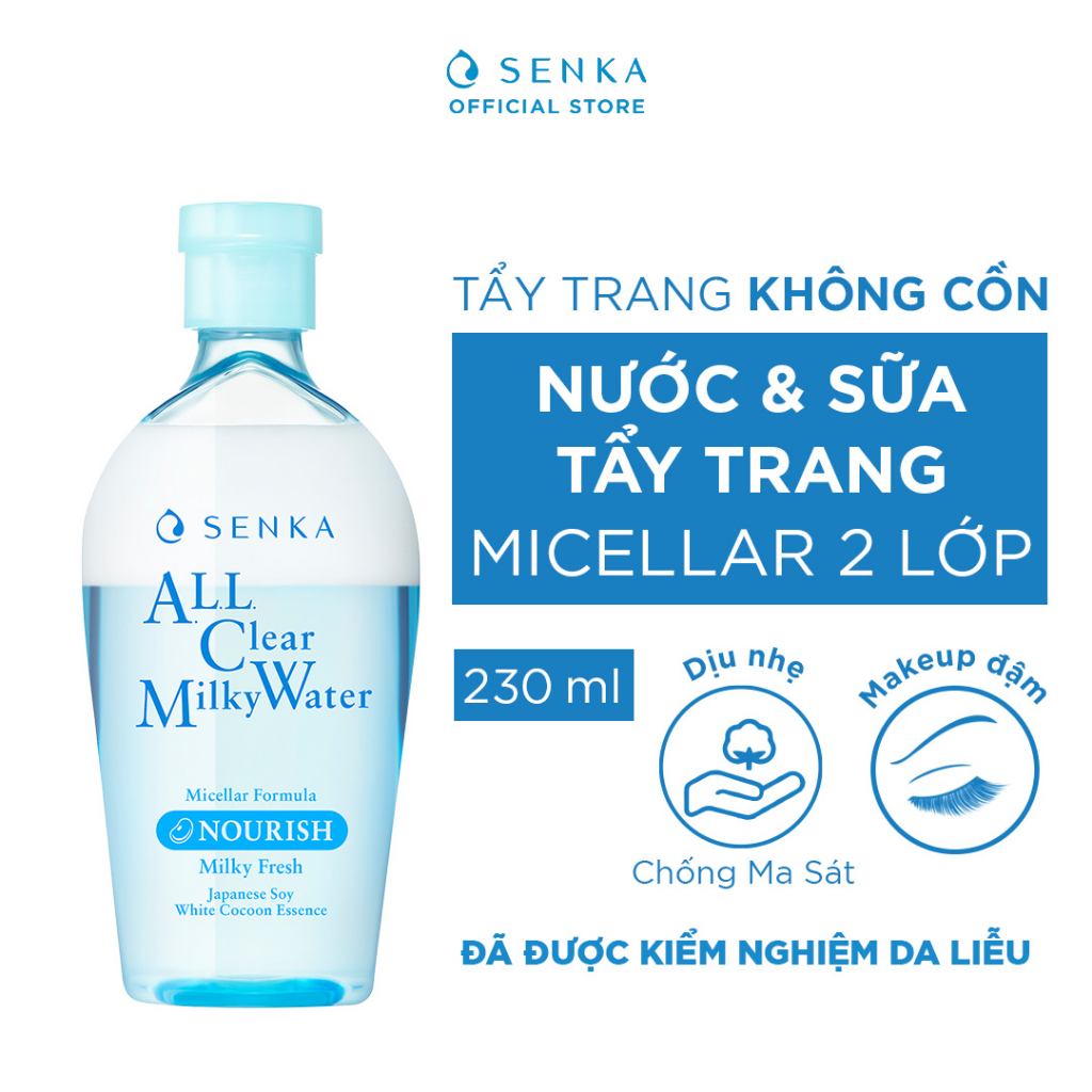 Nước Tẩy trang Senka Acne/ Sữa Tẩy Trang Senka 2 Lớp Sạch Sâu All Clear Milky Water Nourish