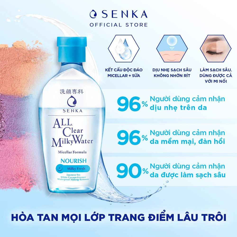 Nước Tẩy trang Senka Acne/ Sữa Tẩy Trang Senka 2 Lớp Sạch Sâu All Clear Milky Water Nourish
