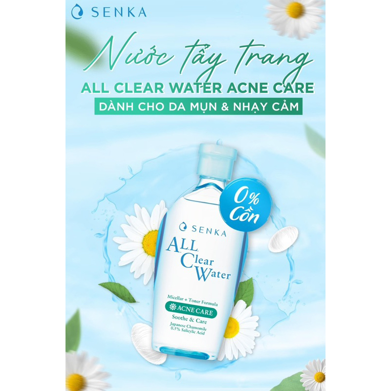 Nước Tẩy trang Senka Acne/ Sữa Tẩy Trang Senka 2 Lớp Sạch Sâu All Clear Milky Water Nourish