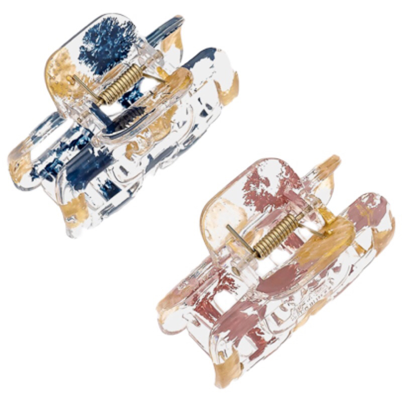 Kẹp tóc cao cấp Ettika Golden Flecked Clear Hair Claw Set in blue, pink