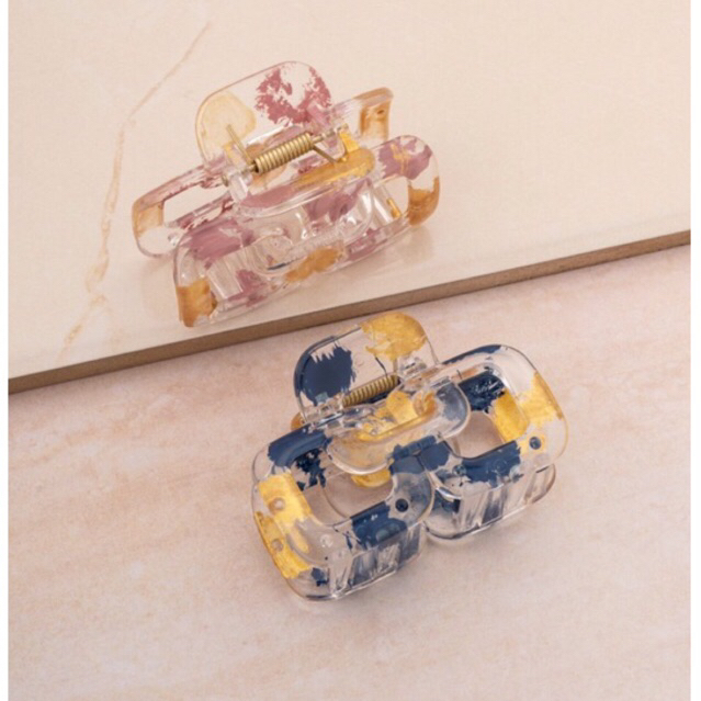 Kẹp tóc cao cấp Ettika Golden Flecked Clear Hair Claw Set in blue, pink