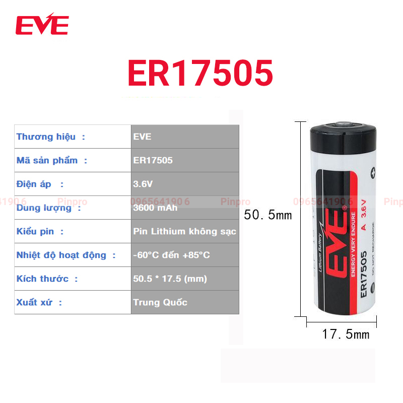 Pin EVE ER17505 Lithium 3.6V 3600mAh chính hãng