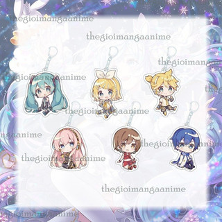 Móc khóa VOCALOID ver NGỒI mica trong acrylic in hình miku rin len kaito luka meiko anime chibi