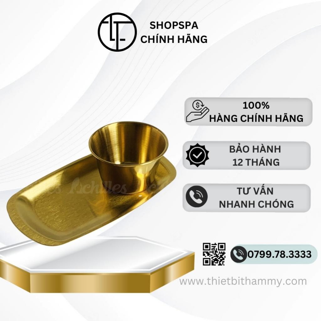Khay Hũ Dụng Cụ Spa Inox Mạ Vàng Bát Spa Inox, Khay Inox Mạ Vàng Dùng Trong Y Tế