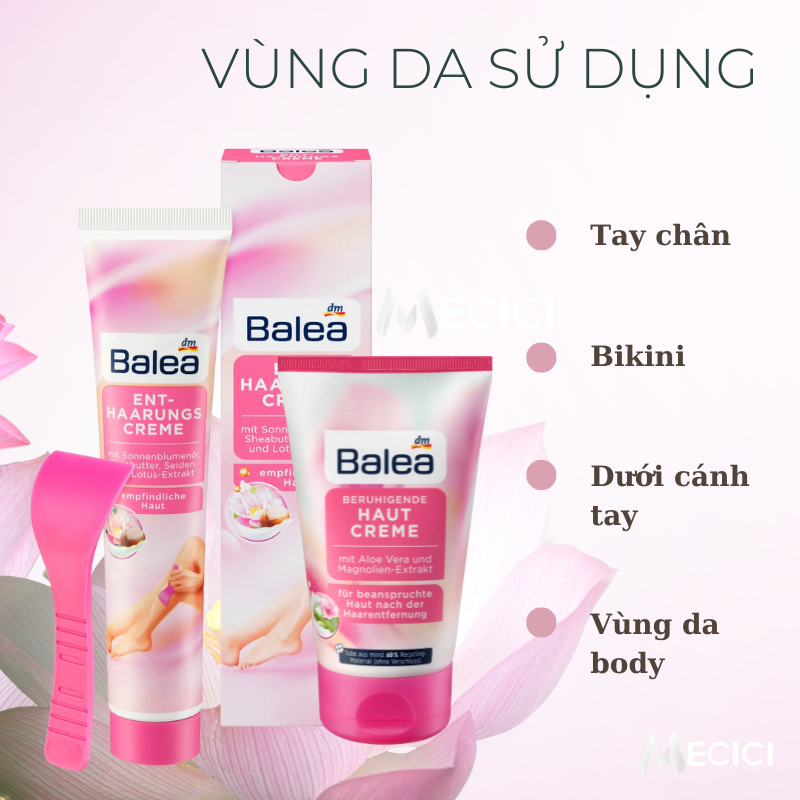 [CHE TÊN] Kem tẩy lông và kem dưỡng sau wax làm dịu da Balea, tẩy lông và ức chế mọc lông Balea nội 