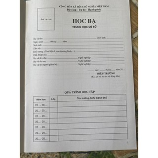 Học Bạ Trung Học Cơ Sở Mẫu Mới ( 19x26.5 Cm )