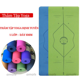 Thảm Tập Yoga Định Tuyến TPE Loại 1 dầy 8mm 1 lớp và 6mm 2 lớp , túi chống nước Cao Cấp 2023