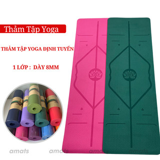 Thảm yoga định tuyến TPE 8mm cao cấp loại 1 và 8mm 2 lớp (kèm túi  khóa chống nước 100k + dây buộc)