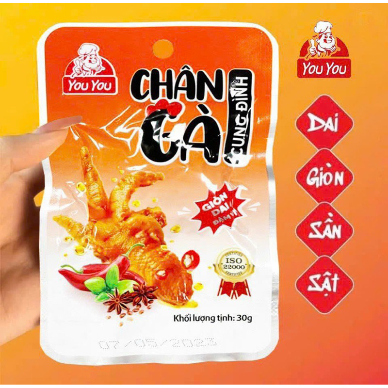 Chân gà rút xương You You gói 30g-đồ ăn vặt chân gà rút xương cay ủ vị tương thơm tứ xuyên ăn liền