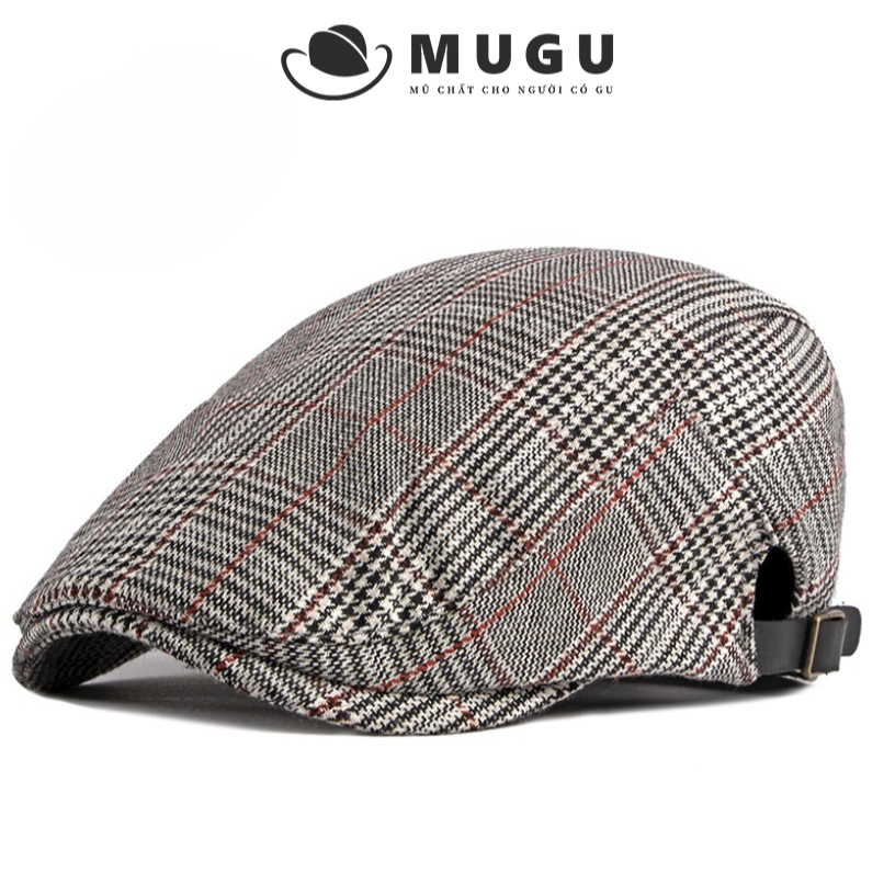 Mũ Nồi Beret Cotton Kẻ Caro BR20 - Mũ Beret Cao Cấp Sành Điệu | MUGU