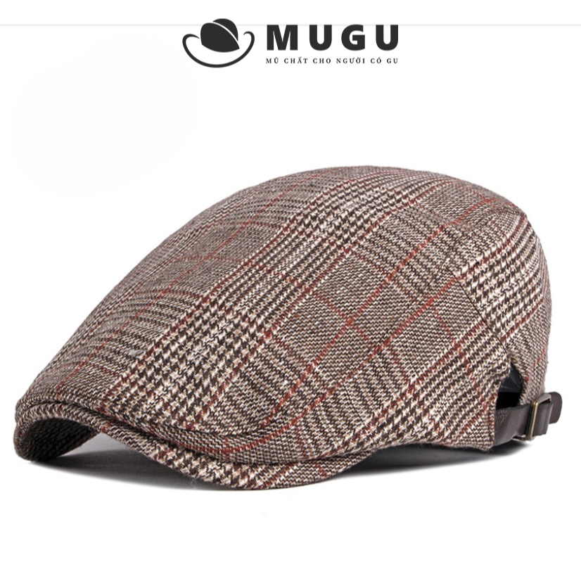 Mũ Nồi Beret Cotton Kẻ Caro BR20 - Mũ Beret Cao Cấp Sành Điệu | MUGU