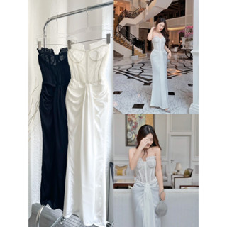   VIDEO HOẢ TỐC  Đầm tiệc cúp ren phối lụa xoắn tà dài sang trọng quyến rũ đi đám cưới tiệc tùng 