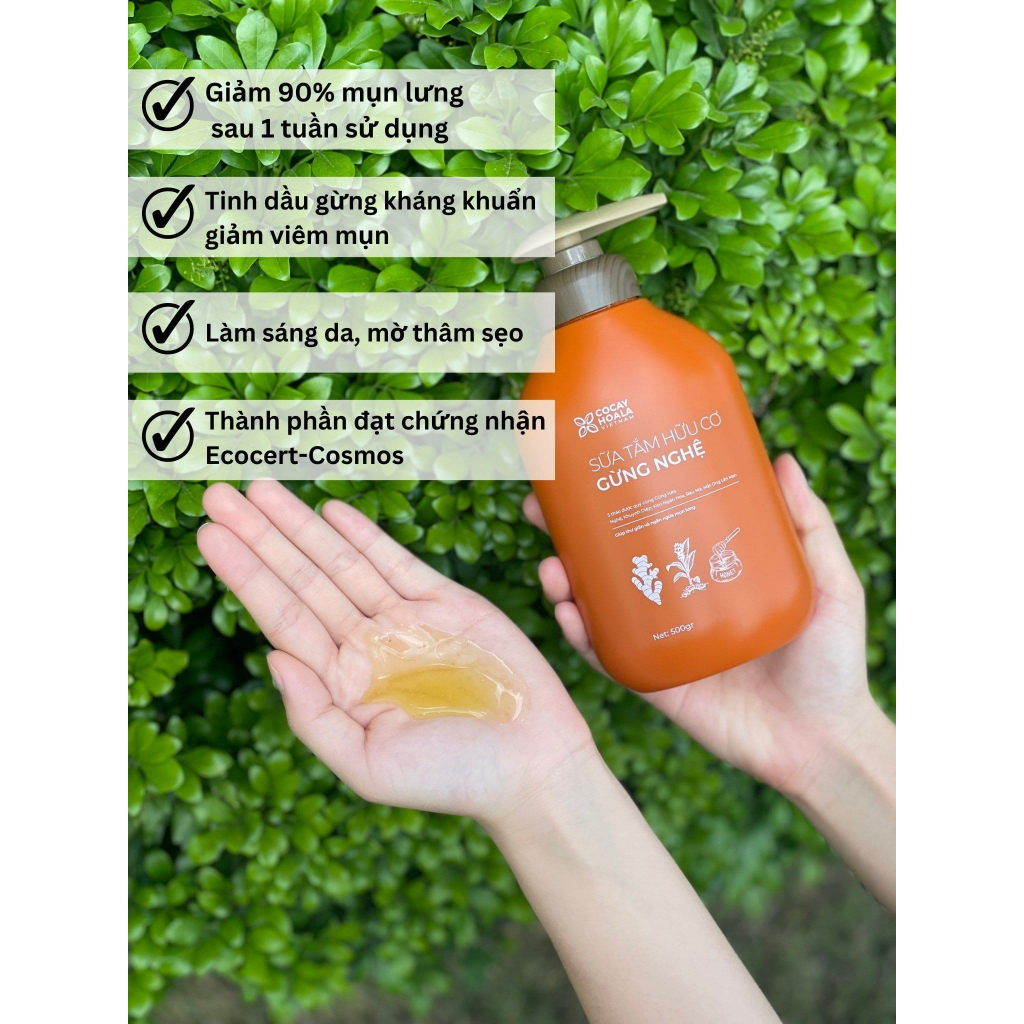 Sữa Tắm Thảo Dược Gừng Nghệ - giúp tránh gió, chống cảm, giảm mụn lưng Cocayhoala 300g 450g
