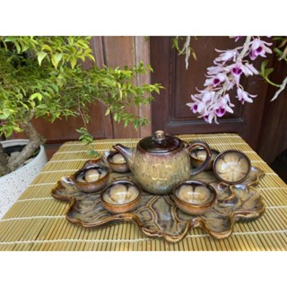 (HỎA BIẾN) Ấm chén Bát Tràng cao cấp bộ ấm chén uống trà khay sen gốm sứ Bát Tràng