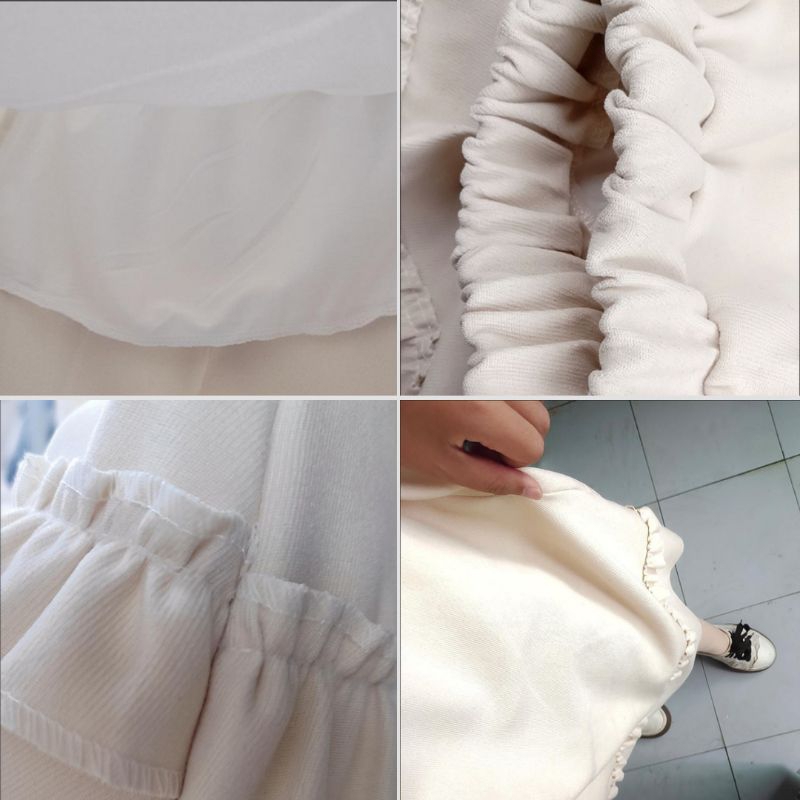 Chân váy dài bigsize có quần bên trong,chân váy dáng dài ulzzang thiết kế hàn quốc cho học sinh màu be kem sữa 01