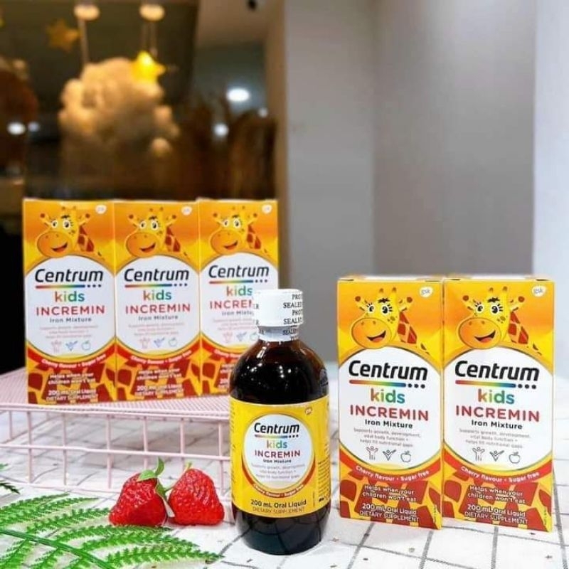 Siro Centrum Kids Biếng Ăn Incremin Iron Mixture Vị Cherry hỗ trợ bé ăn ngon - DATE MỚI