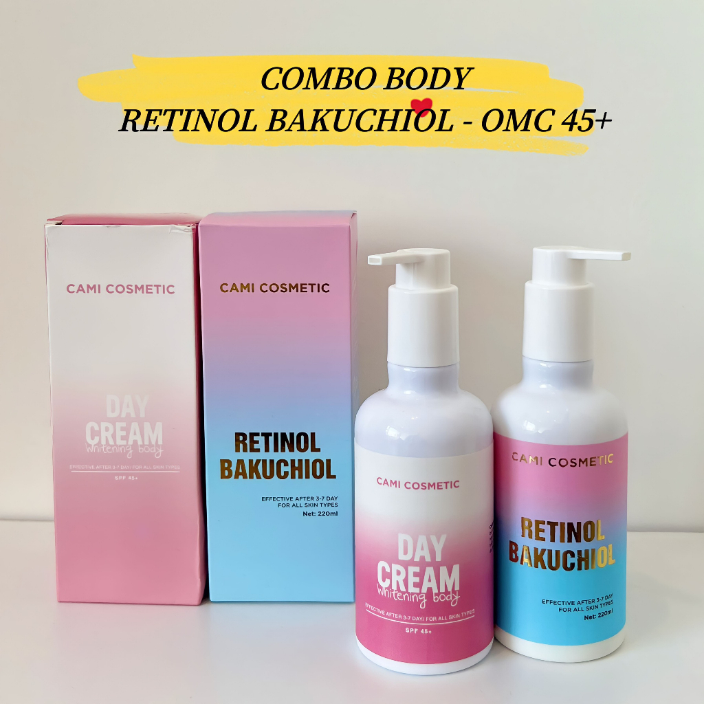 COMBO Kem Body dưỡng trắng ngày OMC và Đêm Retinol Bakuchiol CAMICOSMETIC