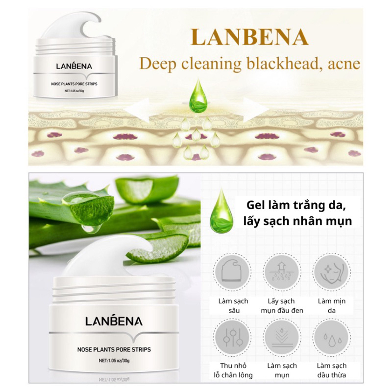 Gel lột mụn đầu đen Lanbena loại bỏ mụn đầu đen hiệu quả.