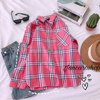 Sơ mi caro tà bầu 1 túi chất dày dặn fom cơ bản 6 - jancaroshop