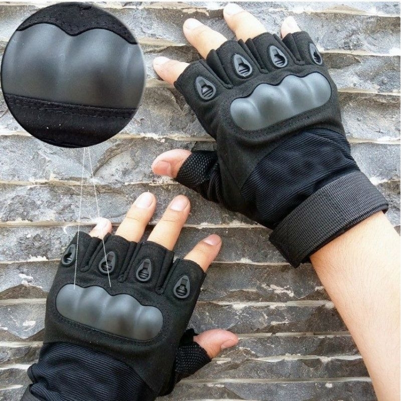 Găng tay chiến thuật cụt ngón olakey - Găng tay gù hở ngón chống trầy đi xe máy