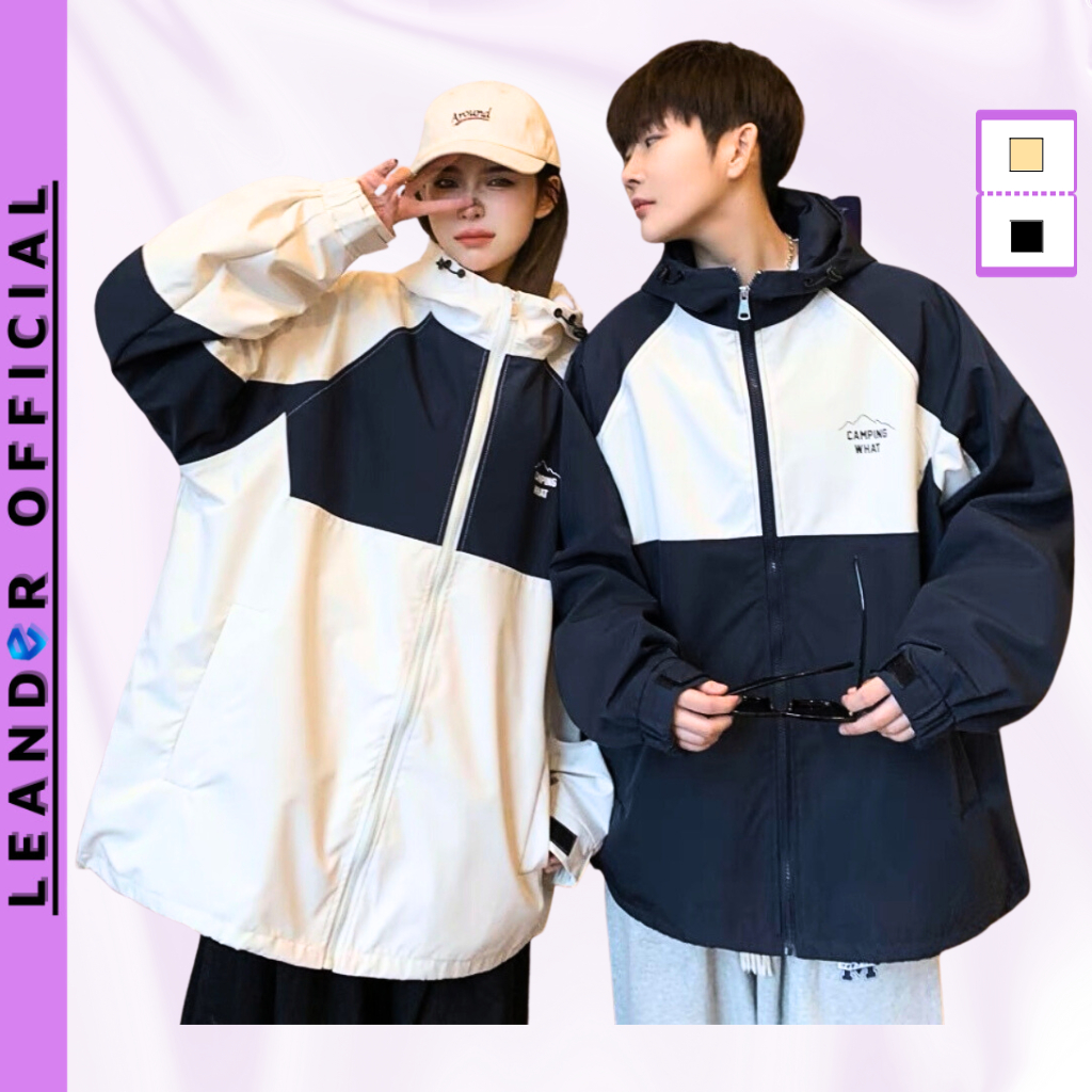 Áo Khoác Dù Bomber Có Mũ In CAMPING Nam Nữ Form Rộng 2 Lớp LEANDER_Áo Khoác Gió Túi Trong Thời Trang Unisex