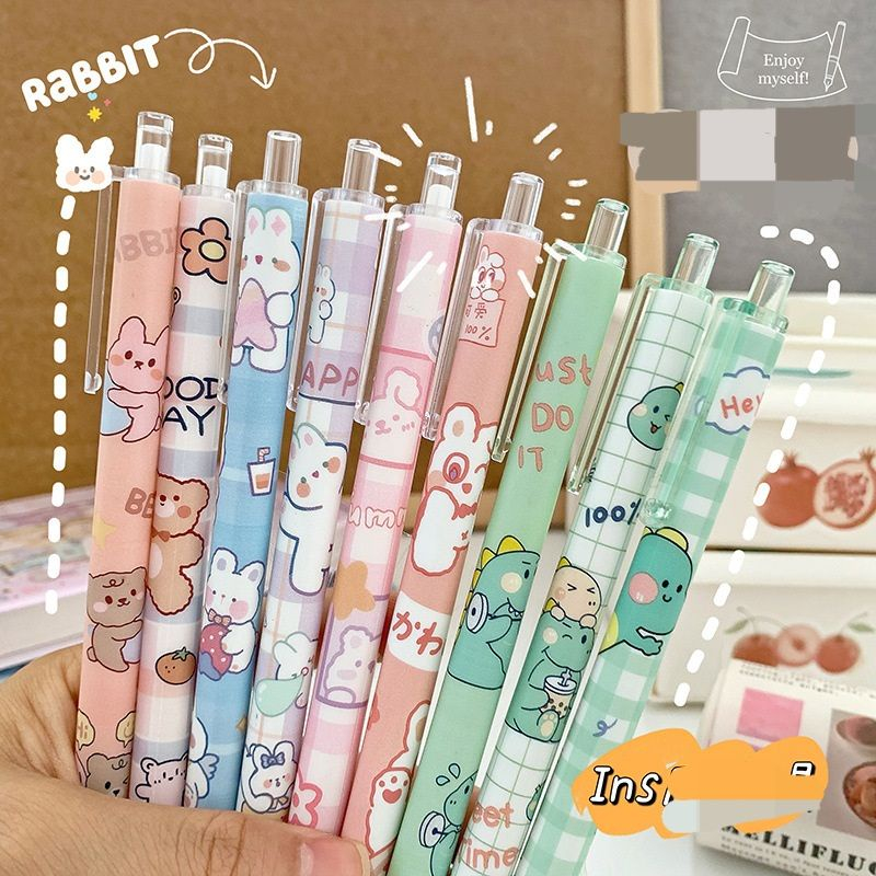 Set 20 bút bi bấm kèm túi zip xịn xò hoạt hình dễ thương