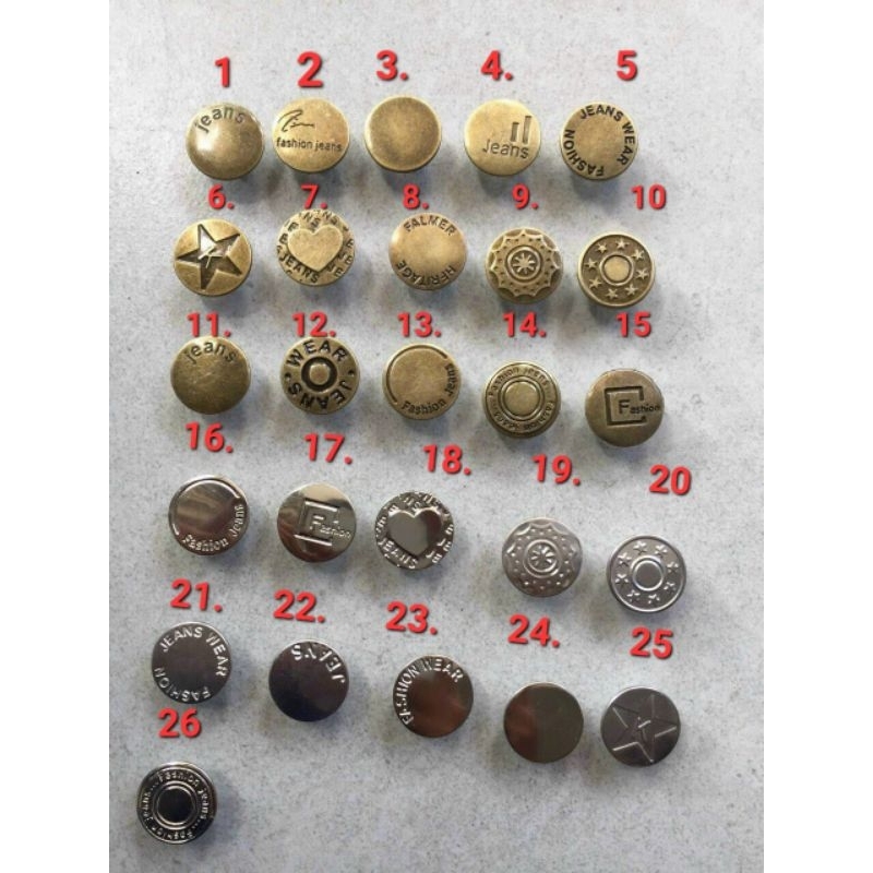 1 gói= 50 nút cúc nút quần jean 15mm