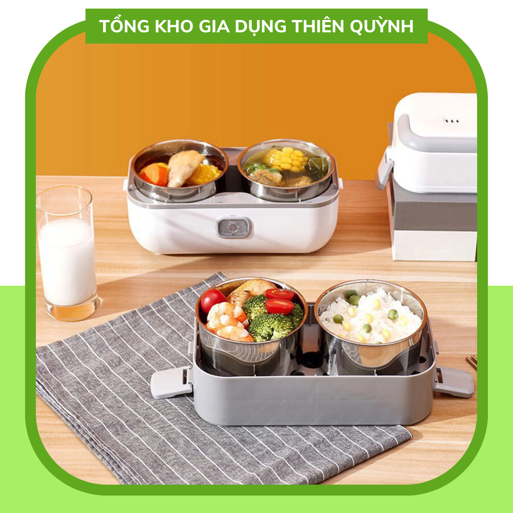 Hộp cơm cắm điện văn phòng 2 tầng giữ nhiệt 4 khay thức ăn, Hộp cơm LUNCHBOX Cao Cấp