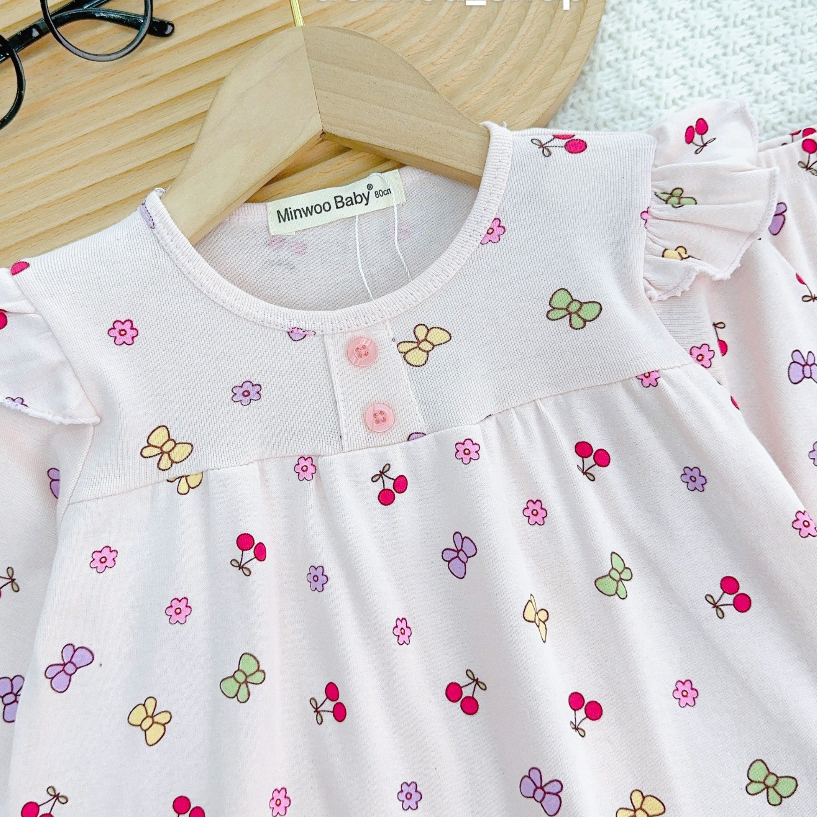Set Đồ Bộ Quần Dài, Tay Dài Phối Cánh Tiên Chất Thun borip Mềm Mại Cho Bé gái