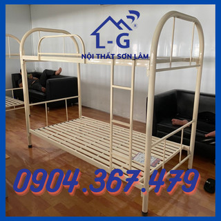 Giường tầng sắt ống tròn, giường tầng giá rẻ hssv, gia đình