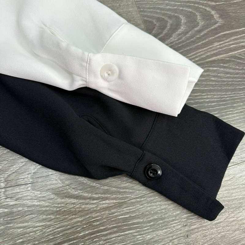 HIPU.VNXK - ÁO CROPTOP MIXXO CỔ TRÒN TAY DÀI ĐÍNH NÚT.