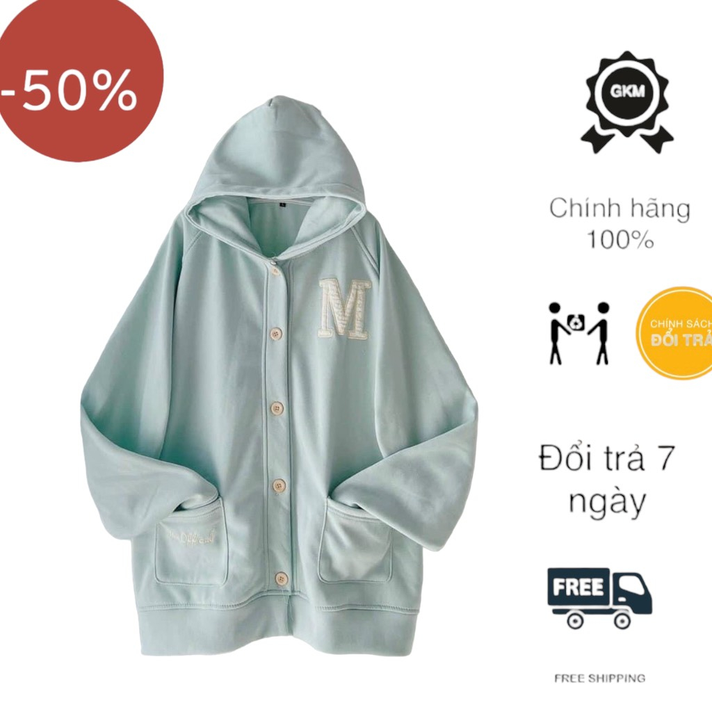 ÁO KHOÁC HOODIE NỮ  CHẤT NỈ NGOẠI DÀY MỊN FORM RỘNG NÚT BẤM HOTTREND MỚI TP GKM Fashion