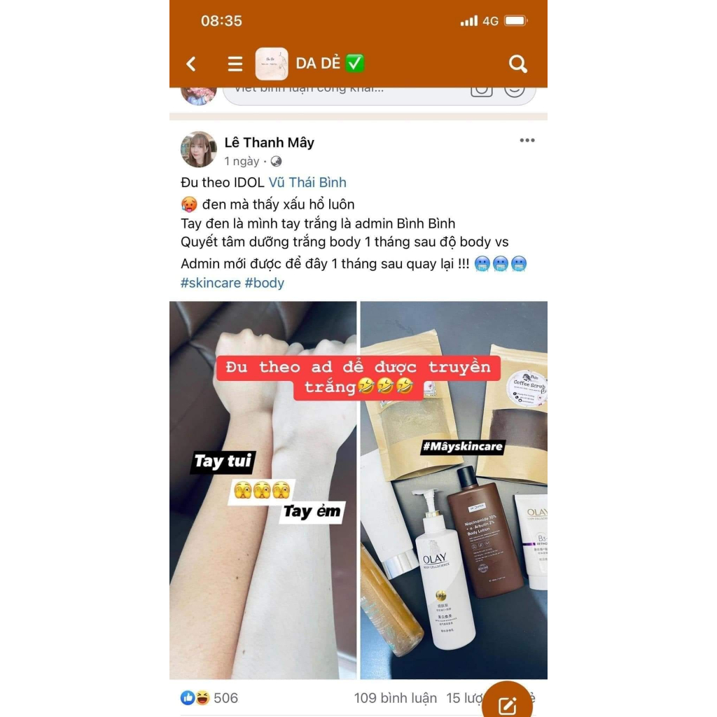 Dưỡng thể Olay Body Cellscience B3+ Optic Glow Radiance & Brightening siêu trắng sáng da