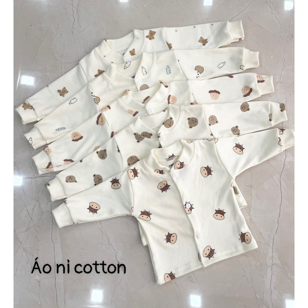 Áo dài tay nỉ Cotton, áo sơ sinh, áo ấm cho bé sơ sinh mùa thu đông
